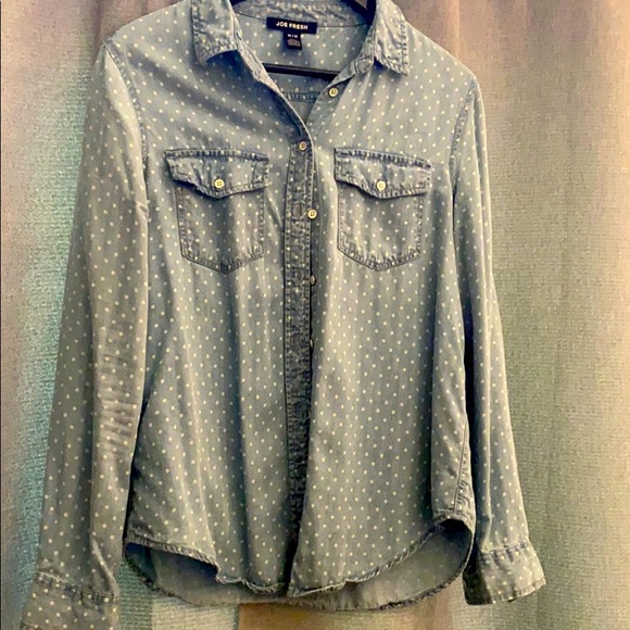 Chambray polka dot button up - Picture 1 of 3